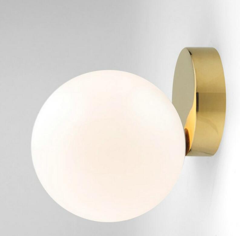 Modern Glass Wall Lamp Led Wall Sconce For Living Room Bedroom Wall Light Milk White Global Glass Lampshade Glass Ball Lighting