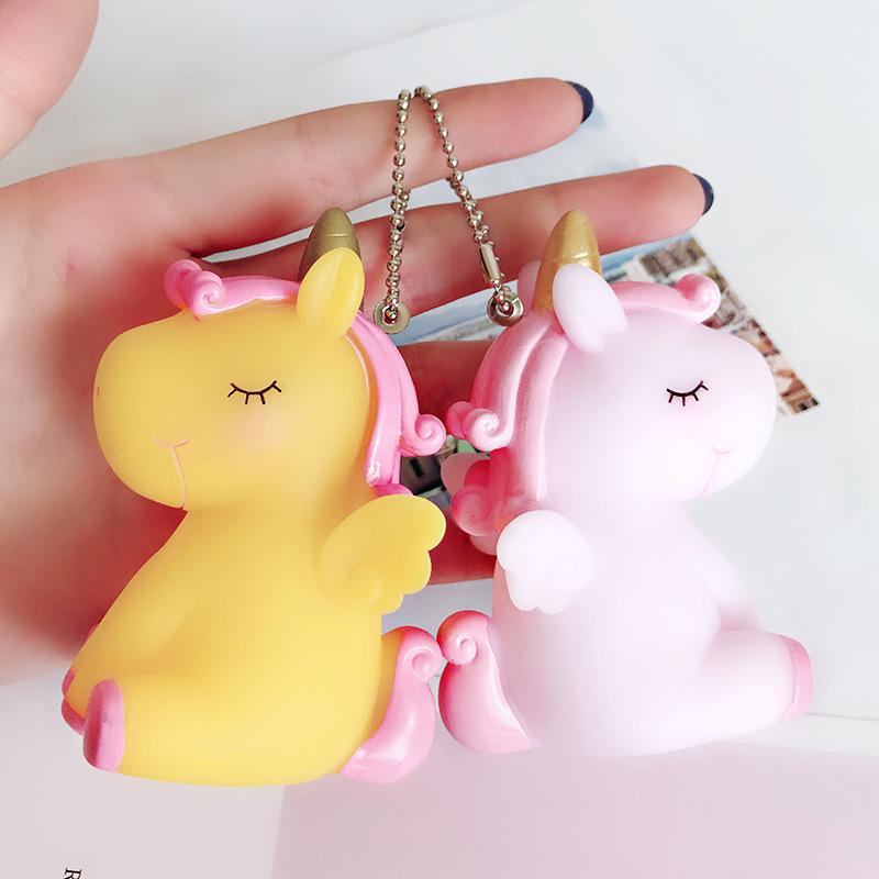 6pcs/Lot Cute Animal Unicorn Keychain For Women Girl Bag Charms Ornament Phone Key Chain Bag Decoration Car Keyring Porte Clef