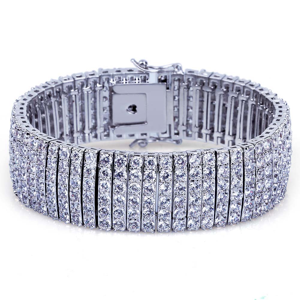 Wholesale- new hot superior quality Bracelet 6 rows of zircon gilded hip-hop men's Bracelet