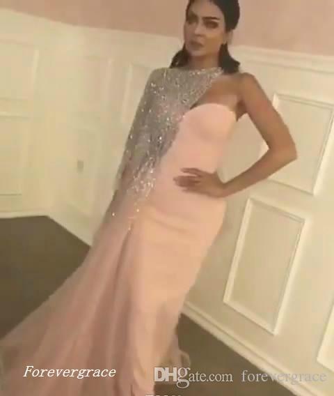 2019 Pink Sheath Split Prom Dress Blingbling Formal Holidays Wear Graduation Evening Party Pageant Gown Custom Made Plus Size