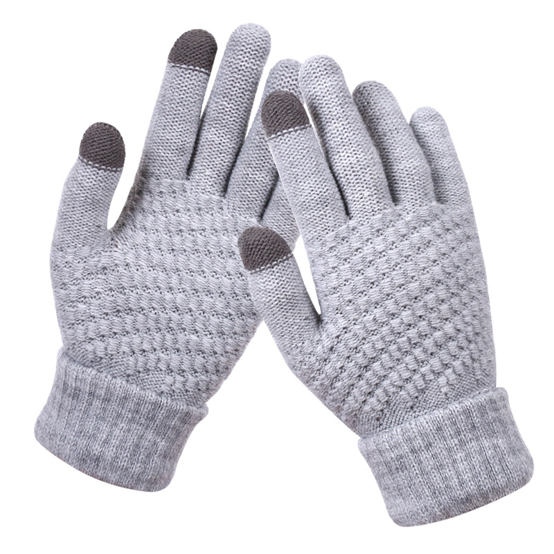 2020 Winter Touch Screen Gloves For Women Men Warm Stretch knitted Mittens Imitation Wool Full Finger Black White Gloves