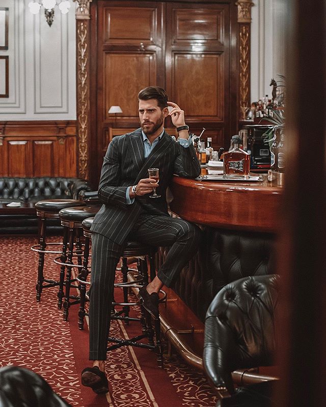 Handsome Pinstripe Groom Wedding Suits Groom Slim Fit Double Breasted Formal Work Prom Office Blazer Jacket(Jacket+Pants)