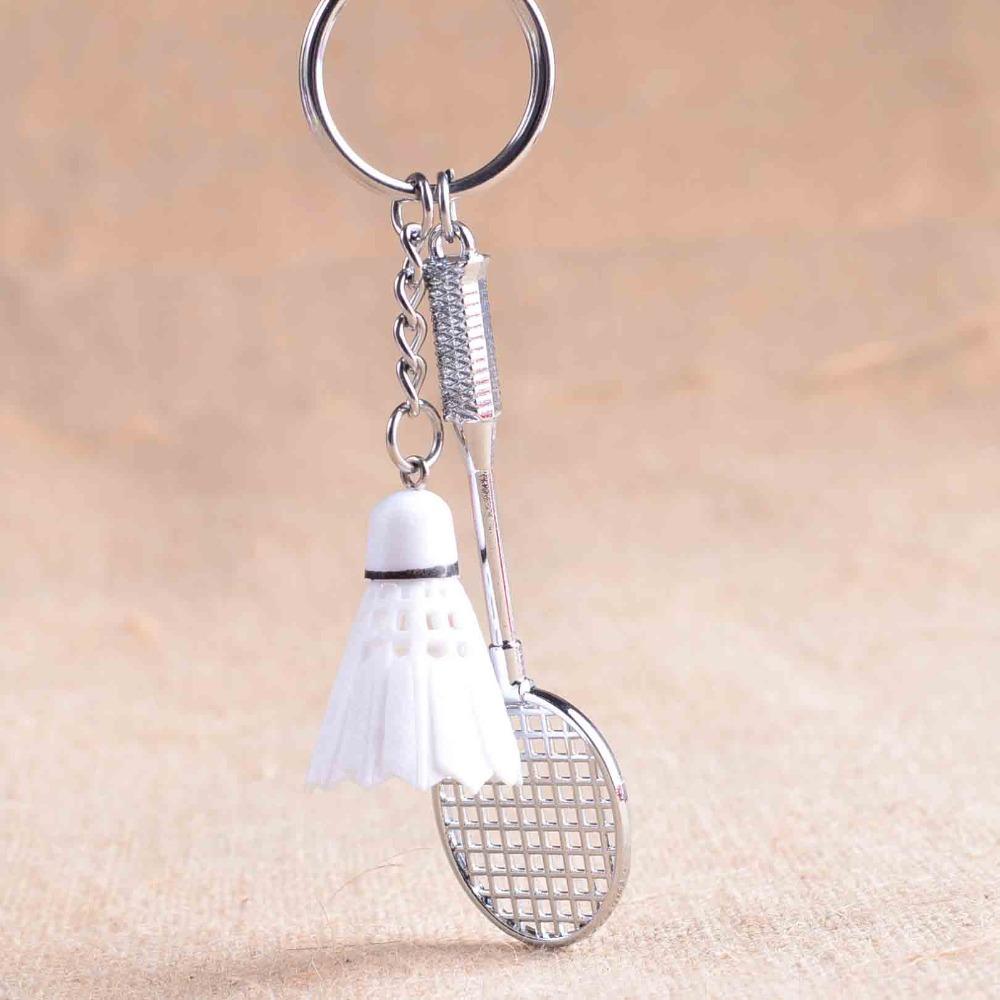 24 Pcs Badminton Key Chain Racket Balls Sports Keychain Pendant 3d Key Chain Holder Ring Car Bag Pendant Charm Keyring