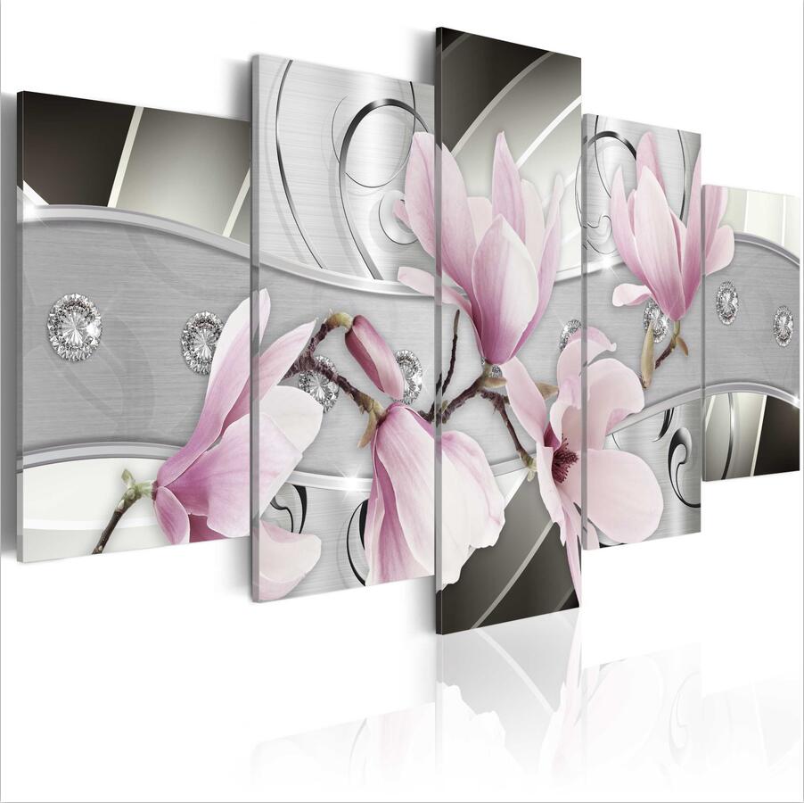 HD 5PCS/Set Diamond Flower Art Print Frameless Canvas Painting Wall Picture Home Decoration,Choose Color And Size(No Frame)