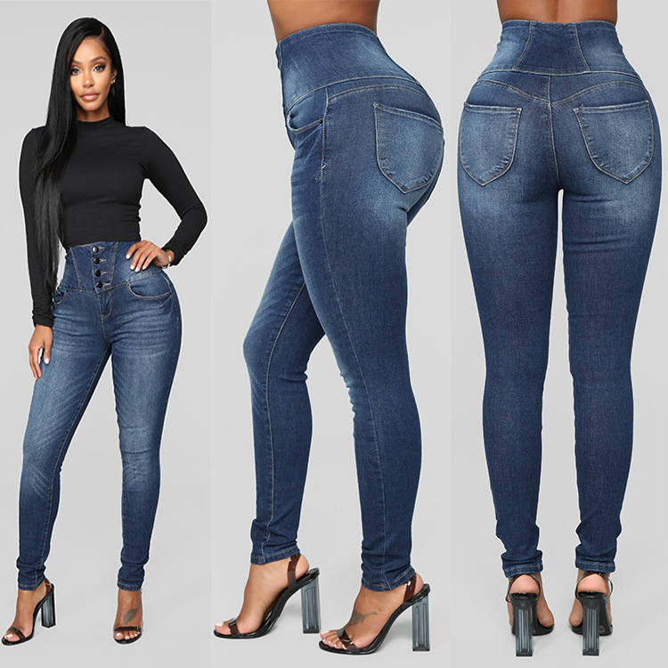 5XL Women Autumn Elastic Button Plus Loose Hole Denim Casual Small Feet Cropped Jeans, Blue
5XL Women Autumn Elastic Button Plus Loose Hole Denim Casual Small Feet Cropped Jeans, Blue
