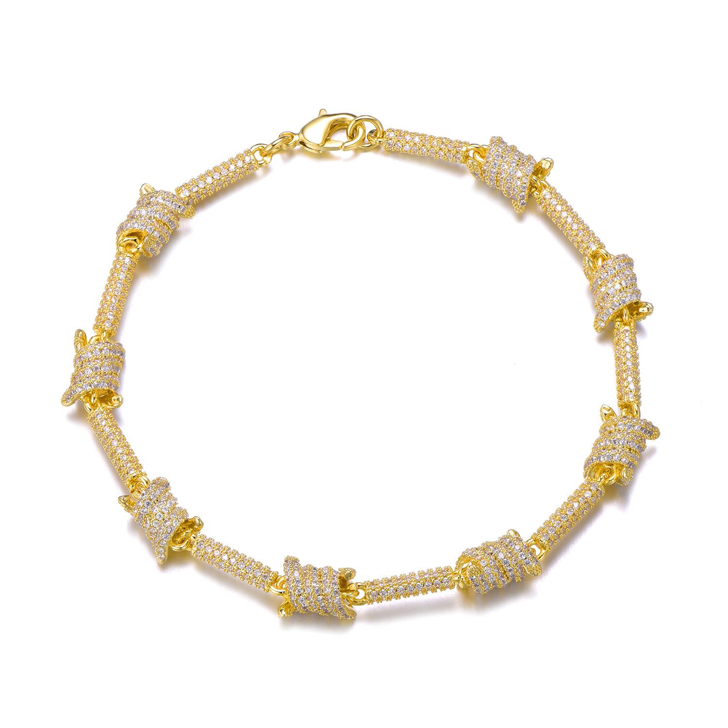 White New Arrival Gold Bg Cubic Zirconia Wire Wrap Knot Hip Hop Iced Out Bangle Bracelets Dia Jewelry Gifts for Men & Women 4