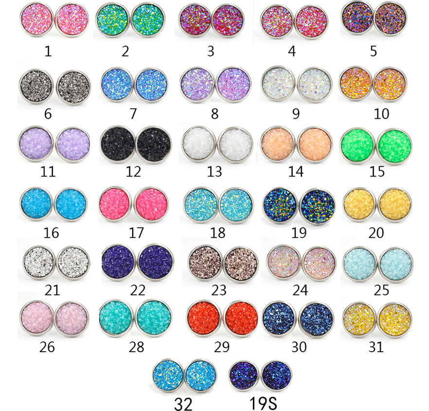 8mm 10mm 12mm Nice handmade resin round mermaid druzy earrings trendy simple stainless steel Tone wholesaling resin stone earring lady gift, Golden;silver
8mm 10mm 12mm Nice handmade resin round mermaid druzy earrings trendy simple stainless steel Tone wholesaling resin stone earring lady gift, Golden;silver