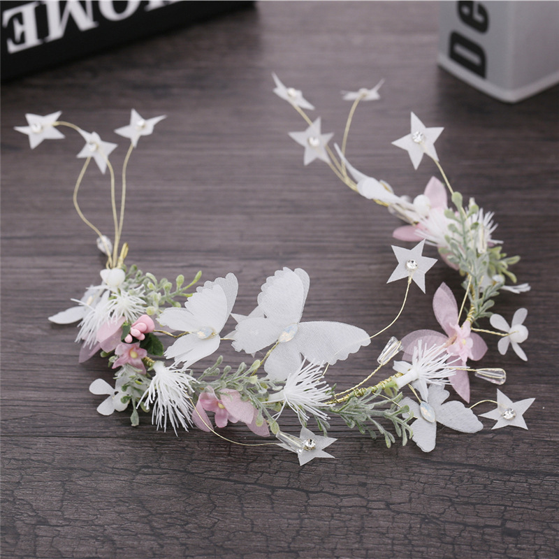 Mori Garland Hair Band Korean Style Movie Building Bride Hair Decorate Flower Hair Hoop Soft Chain White Butterfly Juan Yarn Stars
Mori Garland Hair Band Korean Style Movie Building Bride Hair Decorate Flower Hair Hoop Soft Chain White Butterfly Juan Yarn Stars
