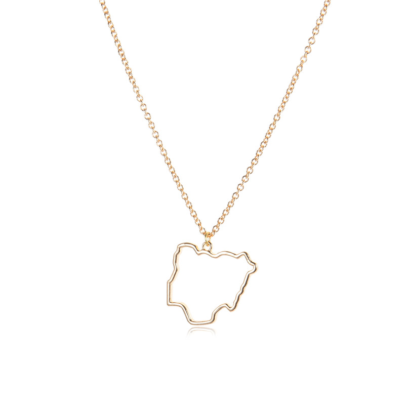 5PCS Outline Federal Republic of Nigeria Map Necklace Africa Country Nigerian Continent Pendant Chain Necklaces for Women Jewelry