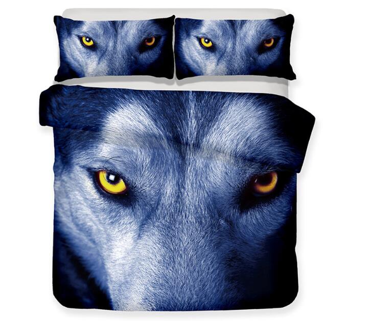 3D Wolf Printed Bedding Set Pattern Bed Clothes Comforter Cover Bed Sheet Sets Pillowcase Polyester