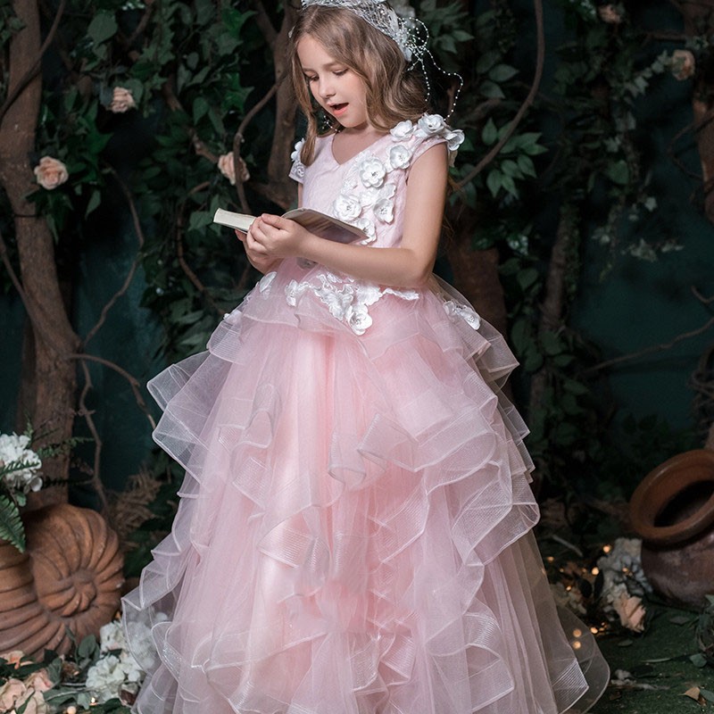 Lovey Holy Lace Princess Flower Girl Dresses 2019 Ball Gown First Communion Dresses For Girls Sleeveless Tulle Toddler Pageant Dresses