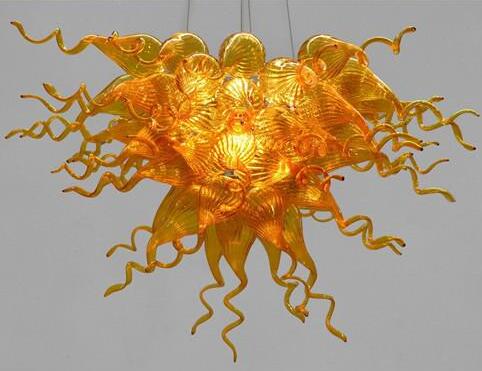 Lamps Vintage Chandeliers Hanging Lamp Modern Style Murano Hand Blown Amber Glass LED Chain Chandelier