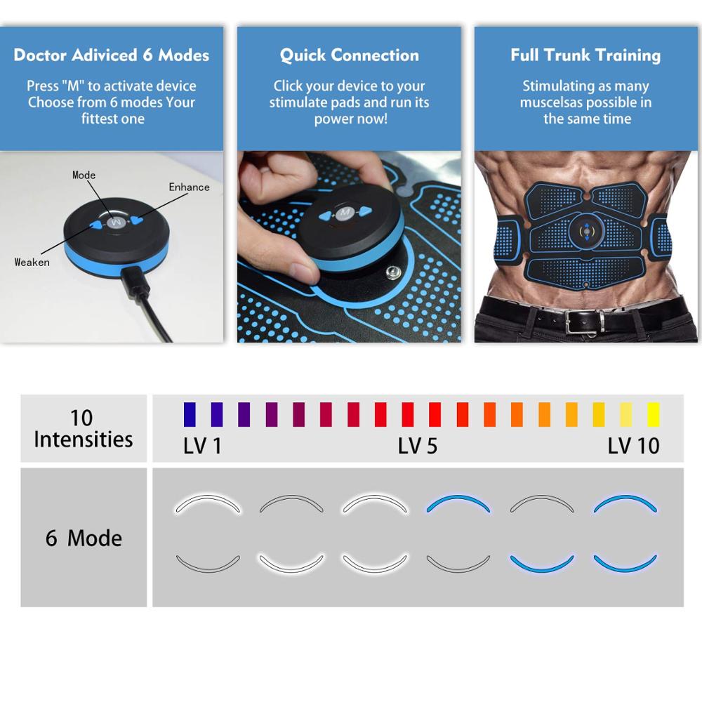 Abdominal Muscle Stimulator Trainer EMS Fitness Equipment Training Gear Muscles Electrostimulator Toner Exercise Gym in box