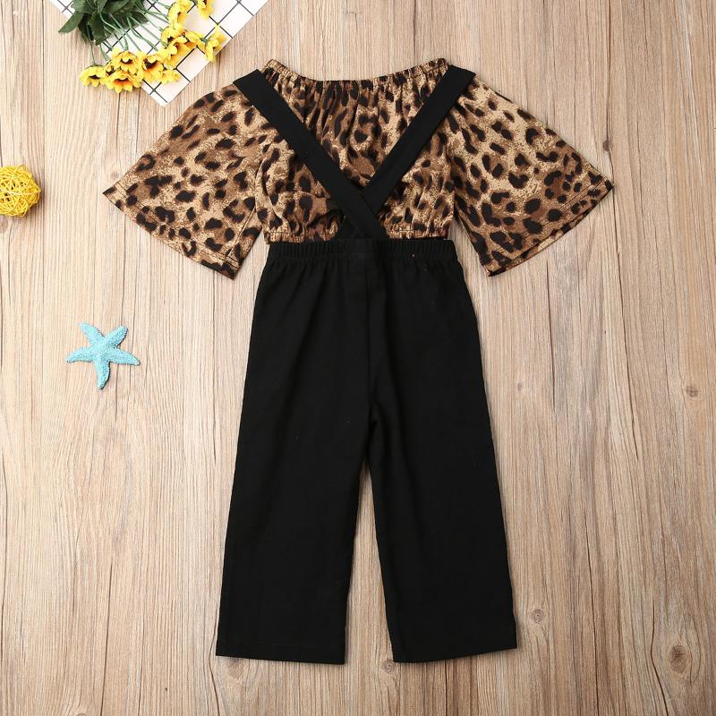 Boutique Kids Baby Girls Fall WInter Clothes Tops Leopard Shirt+Pants Overalls 2pcs Outfits Tracksuit