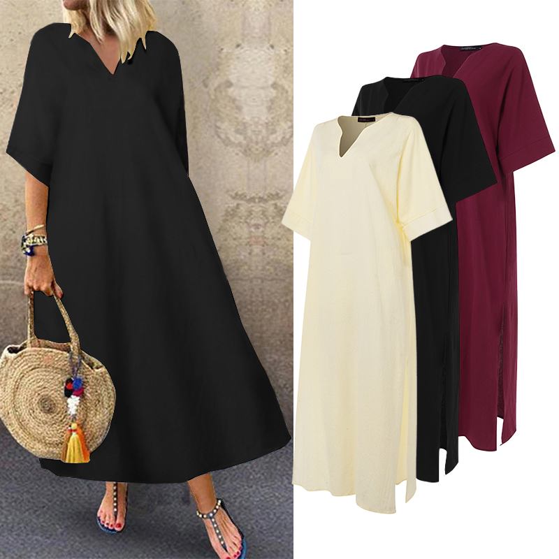 2020 Summer Long Maxi Dresses ZANZEA Dress Women Vintage Cotton Vestidos Kaftan Robe Plus Size Femme 3/4 Sleeve Tunic Sundress, Beige
2020 Summer Long Maxi Dresses ZANZEA Dress Women Vintage Cotton Vestidos Kaftan Robe Plus Size Femme 3/4 Sleeve Tunic Sundress, Beige