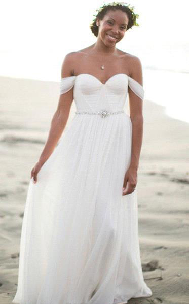 Elegant White Boho Wedding Dresses A Line Chiffon Bohemian Beach Country Garden Church Formal Bride Bridal Gowns Custom Made Plus Size