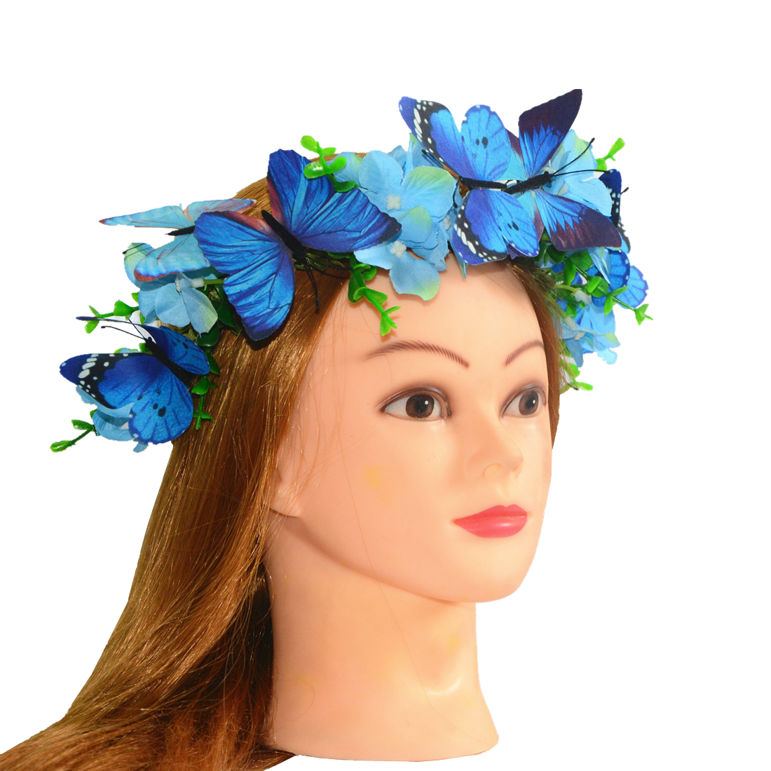 navy bule butterflies and blue flowers crown wedding hair accessories wedding accessories bridal headband headpiece for women or ladies
