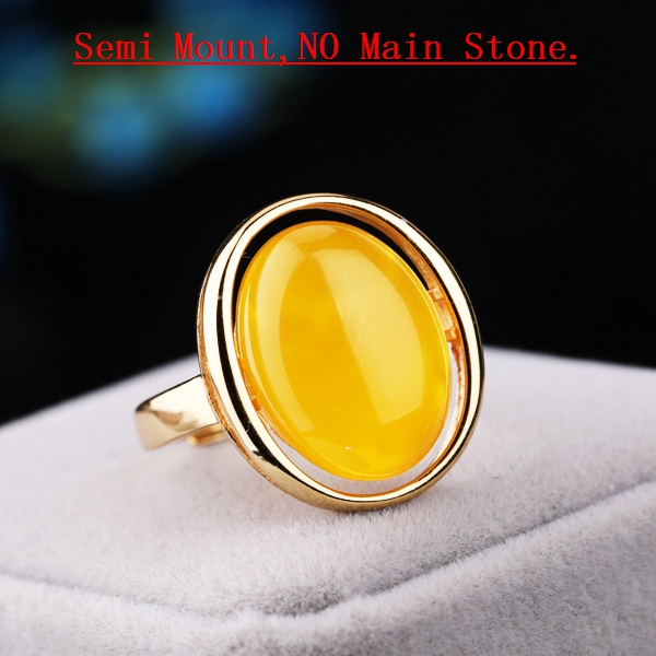 925 Sterling Silver 14x18mm Oval Cabochon Semi Mount Engagement Wedding Ring fit Amber Agate Opal Lapis Lauzli Turquoise Setting