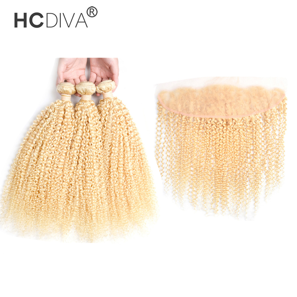 Brazilian Virgin Kinky Curly Blonde Hair Bundle with Lace Frontal Grade Color 613 3 Bundles Hair with Closure 13*4, Black;brown
Brazilian Virgin Kinky Curly Blonde Hair Bundle with Lace Frontal Grade Color 613 3 Bundles Hair with Closure 13*4, Black;brown