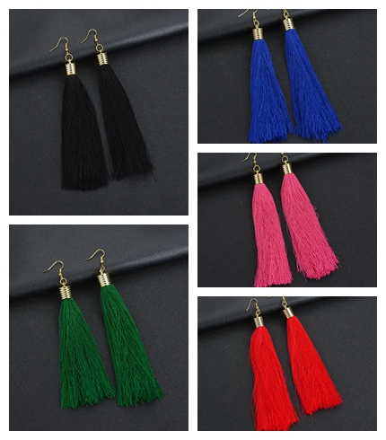 Ladies Long Tassel Earrings Girl Pendant Boho Style Earrings Gold Circle Bohemian Retro Vintage Assorted Variety Mix