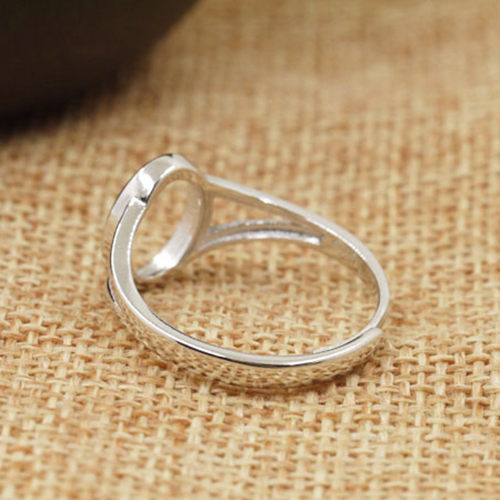 925 Sterling Silver Women Engagement Wedding Ring 8x10mm Oval Cabochon Semi Mount Ring fit Amber Agate Garnet Turquoise Setting Wholesale