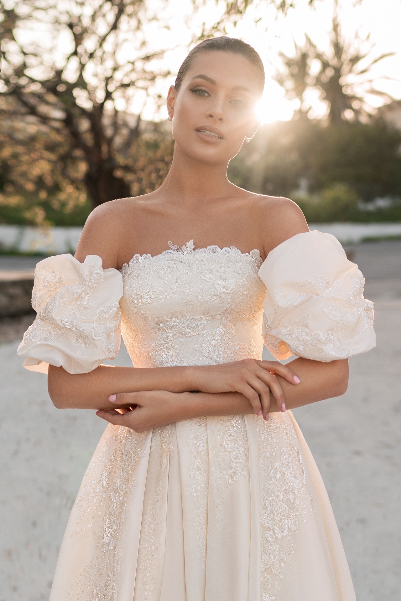 A Line Elegant Dresses Sexy Off Shoulder Short Sleeve Lace Appliques Bridal Gowns Beach Lace-up Back Summer Wedding Dress ppliques -up