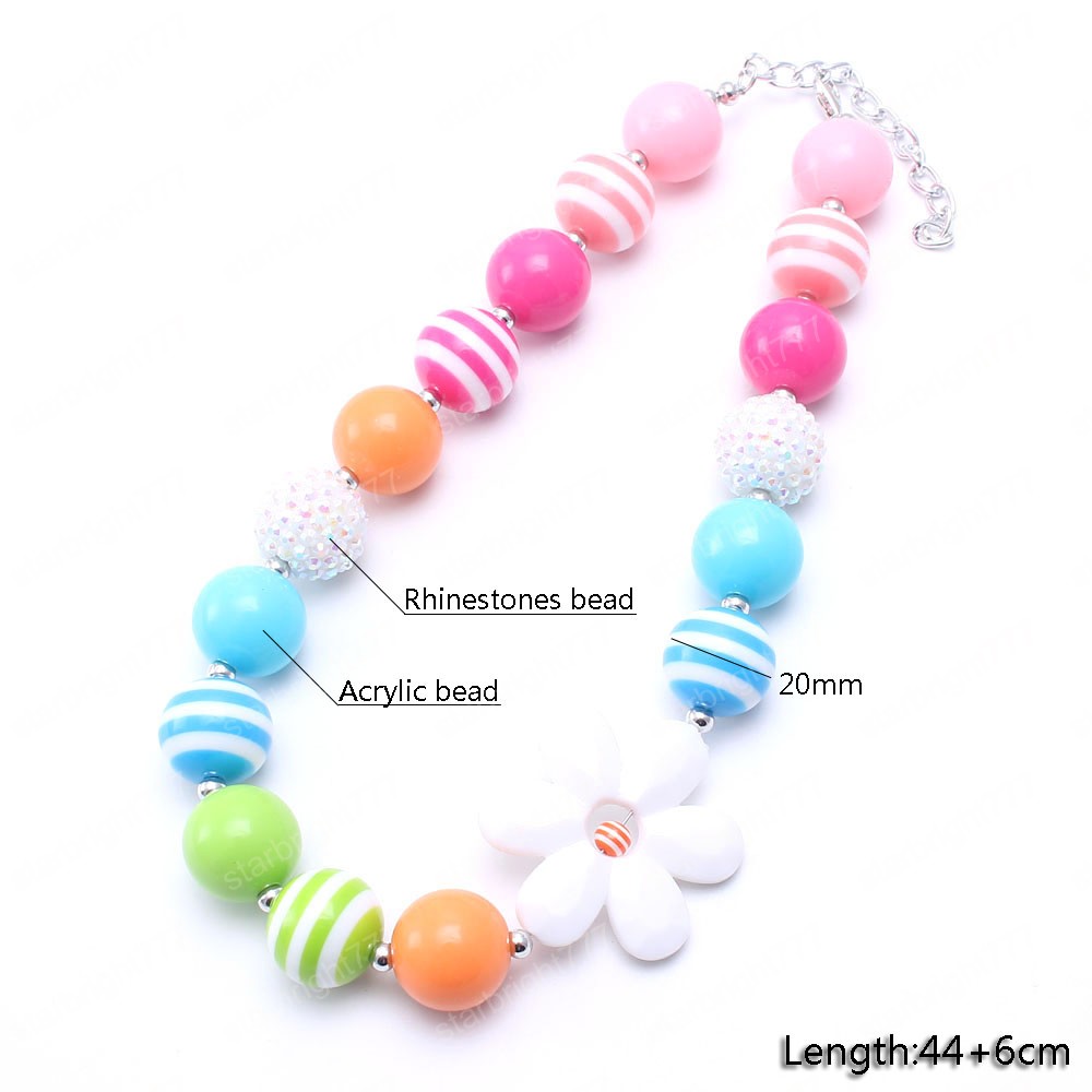 Fashion Flower Kids Beads Necklace Beautiful Rainbow Color Girls Children Chunky Necklace Toddle Kid Beaded Jewelry