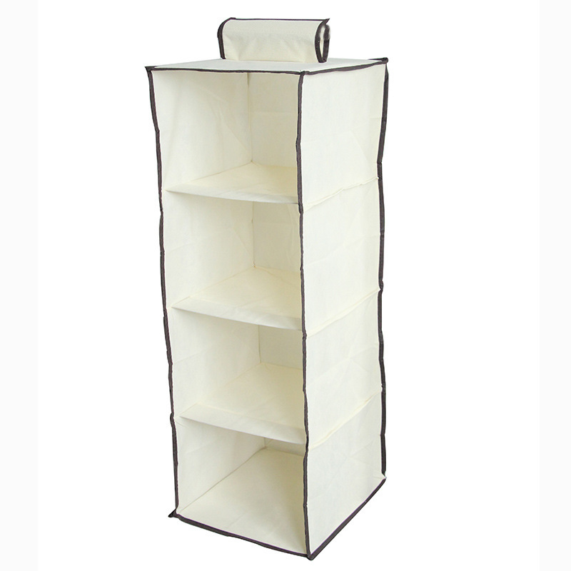 Non-Woven Fabric 4 Section Hanging Bag Storage Cabinets Folding Shelves Wardrobe Household Supplies Clothes Space Saver Home