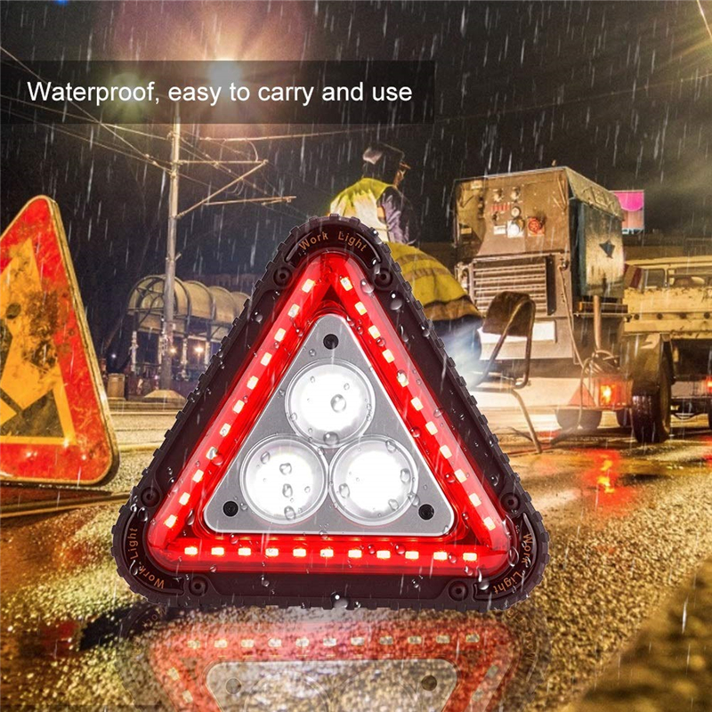 3COB Triangle Emergency Warning Light Multi-Function Portable Outdoor Camping Lamp with Hook Mining Lamp Work and Maintenance Light