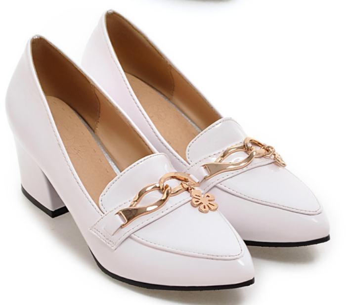 2019 Women's shoes in Spring and Autumn with New style Middle heel Coarse heel pointed end @01, White
2019 Women's shoes in Spring and Autumn with New style Middle heel Coarse heel pointed end @01, White
