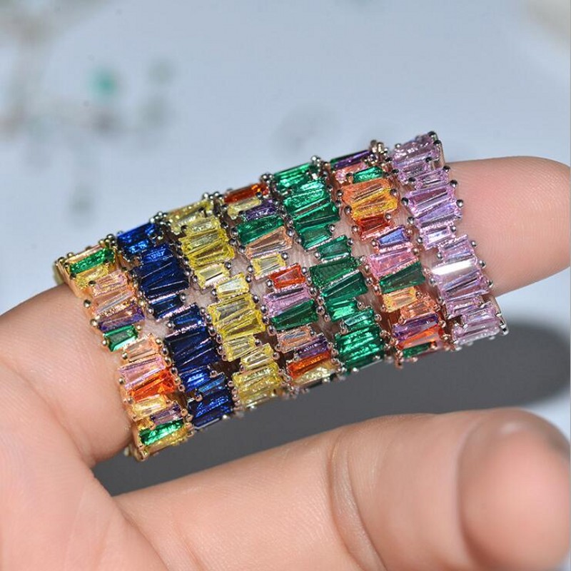 2019 New Top Selg Choucong Jewelry Sterg Sier&Rose Gold Fill T Princess Cut Topaz CZ Dia Party Eternity Women Ring 9039