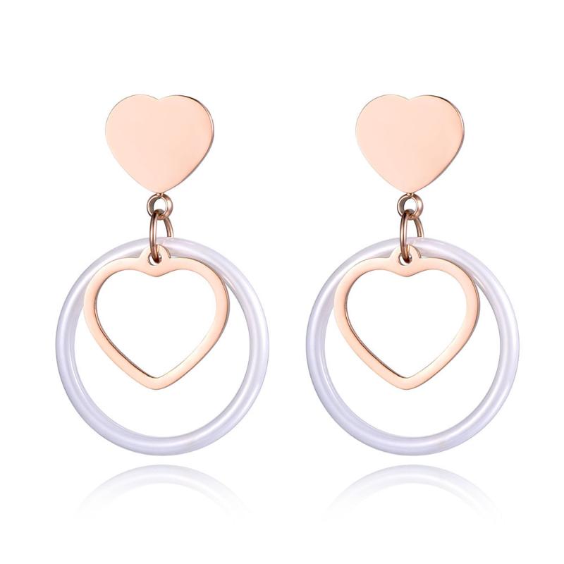 Stud Romantic Stainless Steel White Ceramic Earrings Jewelry For Women Rose Gold Double Heart Wedding JE19033
Stud Romantic Stainless Steel White Ceramic Earrings Jewelry For Women Rose Gold Double Heart Wedding JE19033