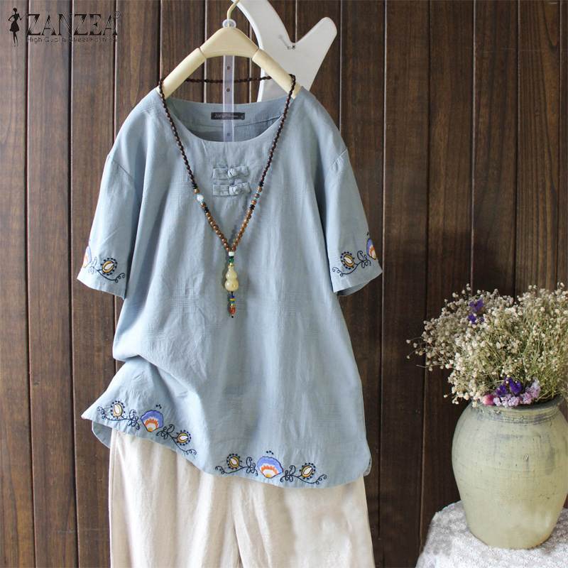ZANZEA 2020 Kafant Embroidery Tops Women' Casual Blouse Short Sleeve Blusas Female Button Tunic Plus Size Summer Chemise 5XL, Blue
ZANZEA 2020 Kafant Embroidery Tops Women' Casual Blouse Short Sleeve Blusas Female Button Tunic Plus Size Summer Chemise 5XL, Blue