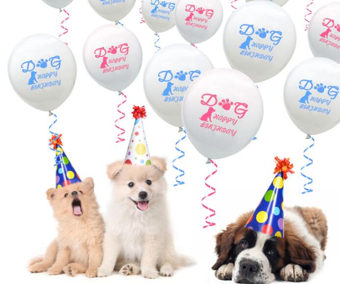 Happy Birthday Latex Balloon Set for Pet Puppy Dog Birthday Party Decoration Garland Banner Letter Woof
