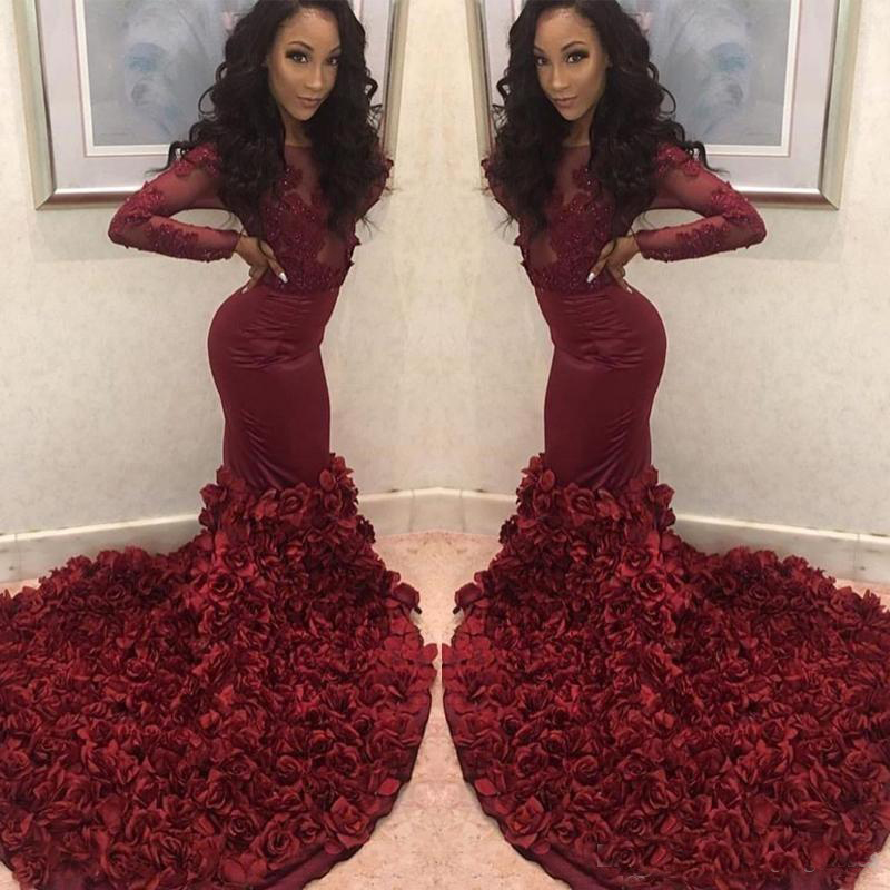 Rose Flowers Burgundy Prom Dresses 2019 Long Sleeves Mermaid Lace Appliques Beads See Through African Formal Evening Party Gowns, Dark navy
Rose Flowers Burgundy Prom Dresses 2019 Long Sleeves Mermaid Lace Appliques Beads See Through African Formal Evening Party Gowns, Dark navy