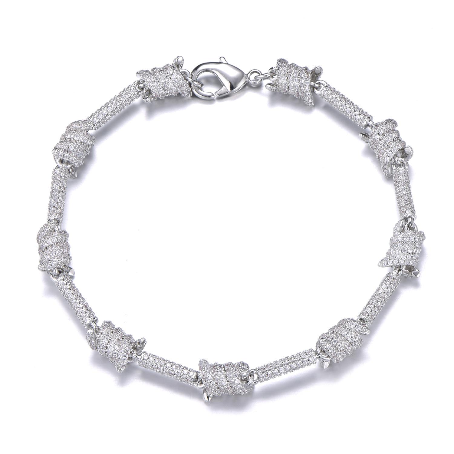 White New Arrival Gold Bg Cubic Zirconia Wire Wrap Knot Hip Hop Iced Out Bangle Bracelets Dia Jewelry Gifts for Men & Women 4