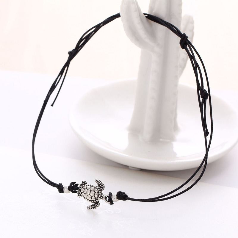 Womens Fashion Beach Anklets Bracelet Turtle Charms Anklet Vintage Wax Rope Summer Holiday Foot Chain Jewelry