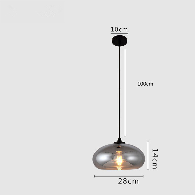 Modern Smoke Gray Glass Pendant Lights for Living Room Nordic Led Hanglamp Loft Industrial Hanging Lamp Home Decor Luminaire E27