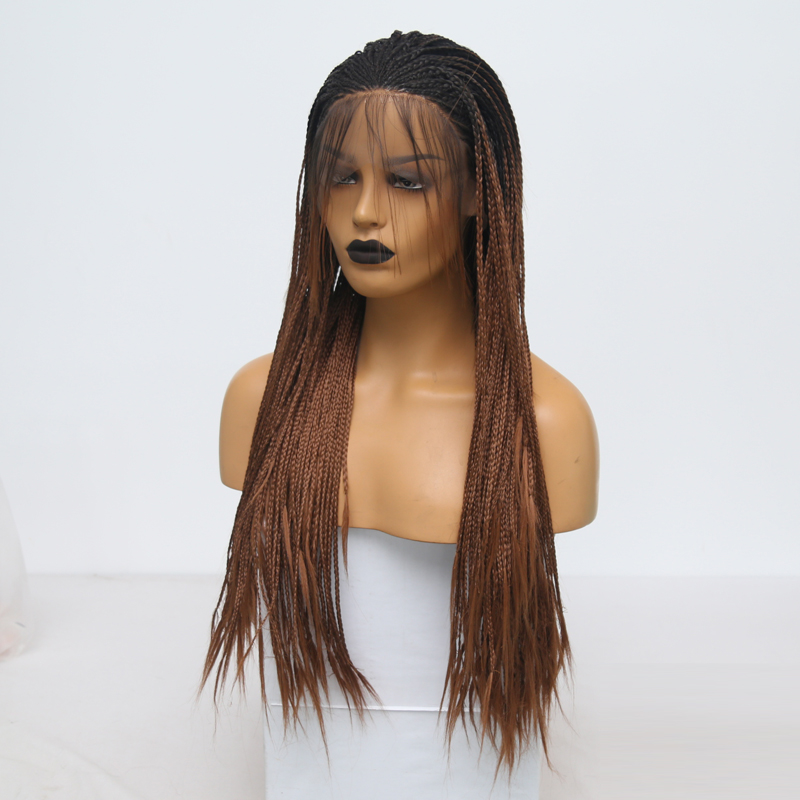 Ombre Wig High Temperature Fiber Hair Synthetic Lace Front Wig with Baby Hair Box Braided Wigs for Women Synthetic Wigs