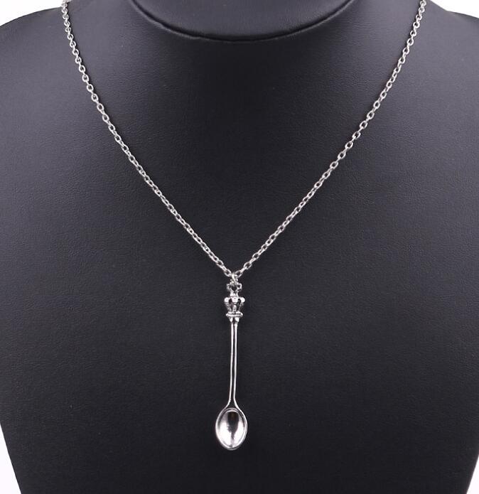 jewelry Chain gold silver crown mini necklace, spoon Pendant necklace