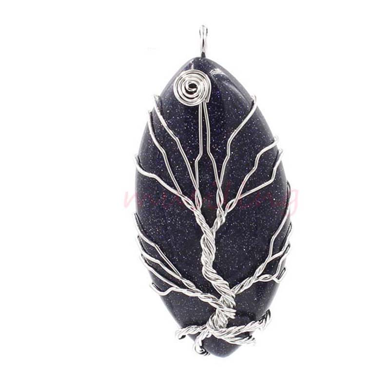 Bohemian Healing Chakra Wicca Witch Amulet Pendants Necklace Chain Horse Eye Tree of Life Jewelry For Women Natural Gemstone Charms Jewelry
