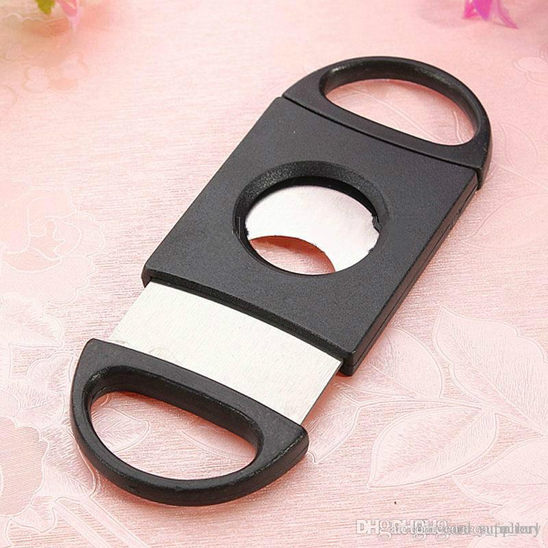 Pocket Plastic Stainless Steel Double Blades Cigars Guillotine Cigar Cutter Knife Scissors Tobacco Black New Smoking Tool1149614