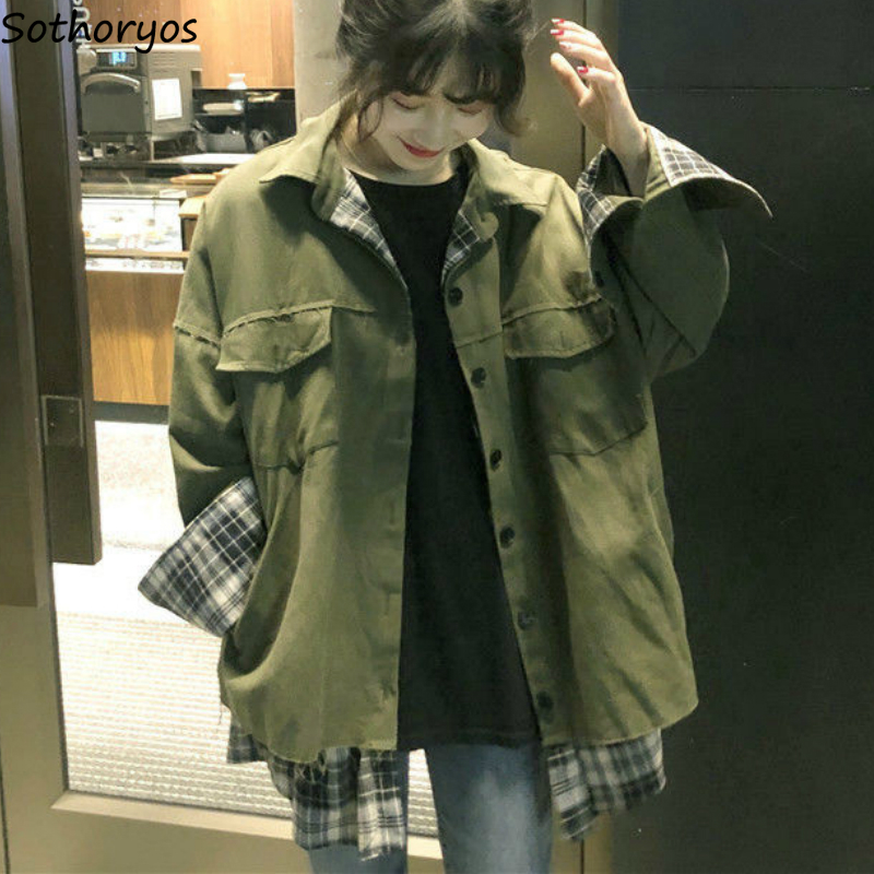 Trench Women Spliced Plaid Single Breasted Loose Fashion Ins Retro Safari Style Leisure Harajuku Ulzzang Female Coats BF Simple, Black
Trench Women Spliced Plaid Single Breasted Loose Fashion Ins Retro Safari Style Leisure Harajuku Ulzzang Female Coats BF Simple, Black