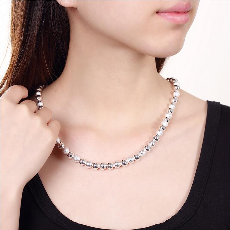 High grade 925 sterling silver '8MM sand light soo piece jewelry set DFMSS056 brand new Factory direct 925 silver necklace bracelet