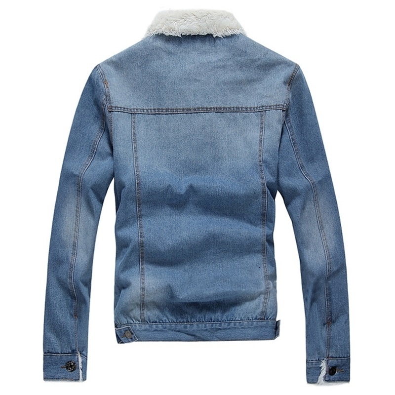 Men Jacket and Coat Trendy Warm Fleece Denim Jacket 2019 Winter Jean Jacket Thick Winter Coat For Male Classic Solid Outerwear CJ191205