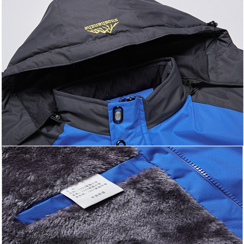 Men's Winter Snow Warm Down Jacket Parkas Outwear Windproof Waterproof Hooded Thick Velvet Jacket Men Fleece Coat Plus Size 5XL
