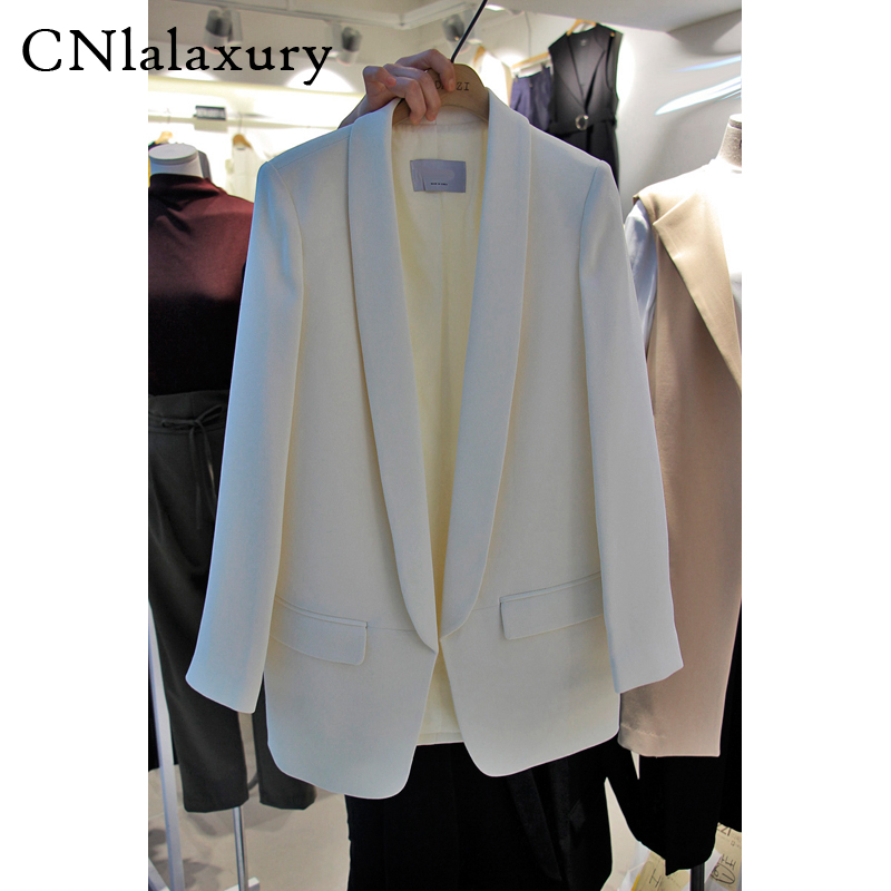 

CNlalaxury High-quality Fashion Blazer Women Outerwear Autumn Suit Jacket Women's Blazers White Ladies office girl Coat Female, Black