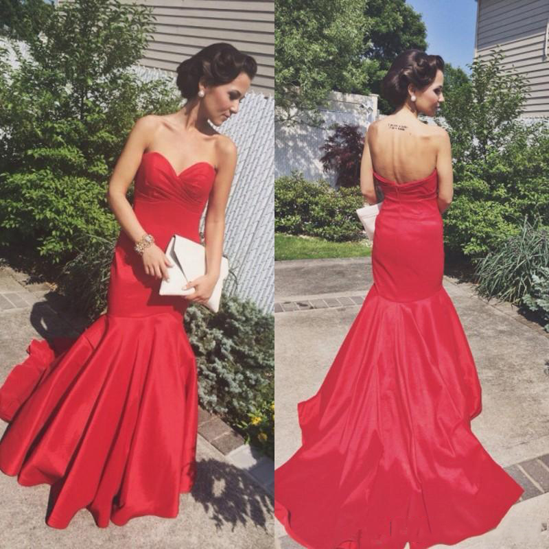 Strapless Mermaid Long Evening Dresses 2020 Sweep Train Satin Sweetheart Neck Backless Formal Prom Party Gowns, Champagne
Strapless Mermaid Long Evening Dresses 2020 Sweep Train Satin Sweetheart Neck Backless Formal Prom Party Gowns, Champagne