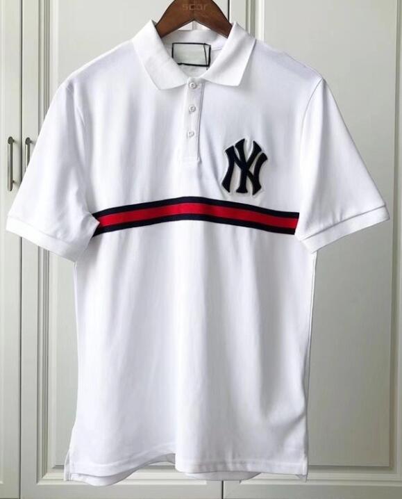 2019 spring new tide brand letters embroidery striped stitching POLO shirts lapel Slim men's short-sleeved T-shirts tee ny, White
2019 spring new tide brand letters embroidery striped stitching POLO shirts lapel Slim men's short-sleeved T-shirts tee ny, White