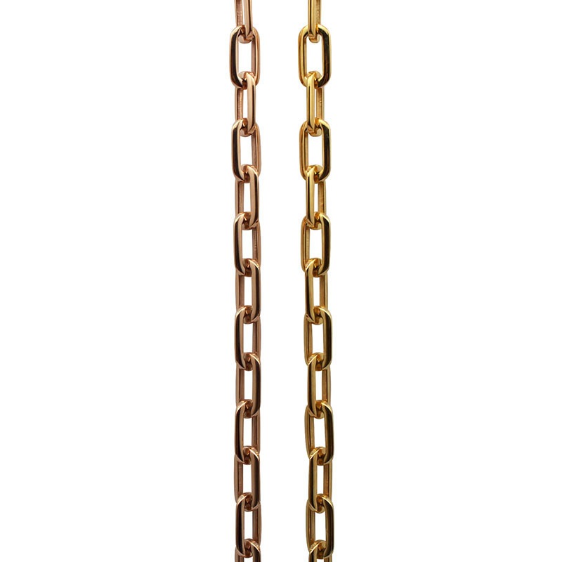 Mirror Polish Silver Never Fade Stainless Steel Long Square Chain Connected Chain Link Necklace for Women T200113